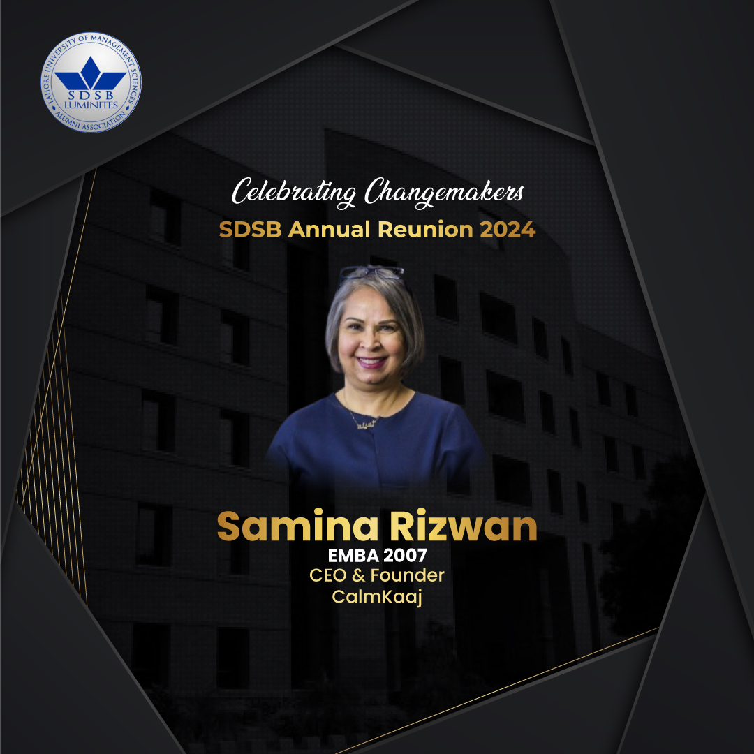 SDSBLuminites's tweet photo. 𝗦𝗗𝗦𝗕 𝗔𝗹𝘂𝗺𝗻𝗶 𝗔𝘀𝘀𝗼𝗰𝗶𝗮𝘁𝗶𝗼𝗻 invites you to honor the achievements of our alumna, Samina Rizwan, who has inspired us all with the change and transformation she has enabled throughout her career.

#LuminitesAssociation #LUMS #SDSB https://t.co/z0MewMJMYp