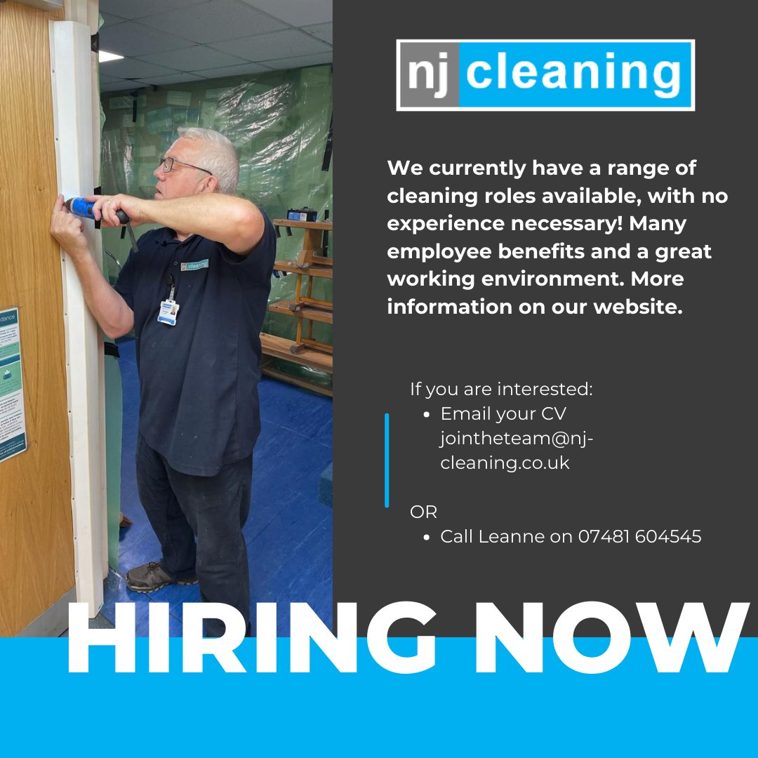 CONTACT US TODAY ➡️

We offer a range of contracts, completely flexible to your schedule - find your place here at NJ Cleaning 💙

#njcleaning #njcleaningservices #njcleaningwigan #cleaning #clean #commercialcleaners #teamnjcleaning #wigan #wigancouncil #bolton #officecleaning