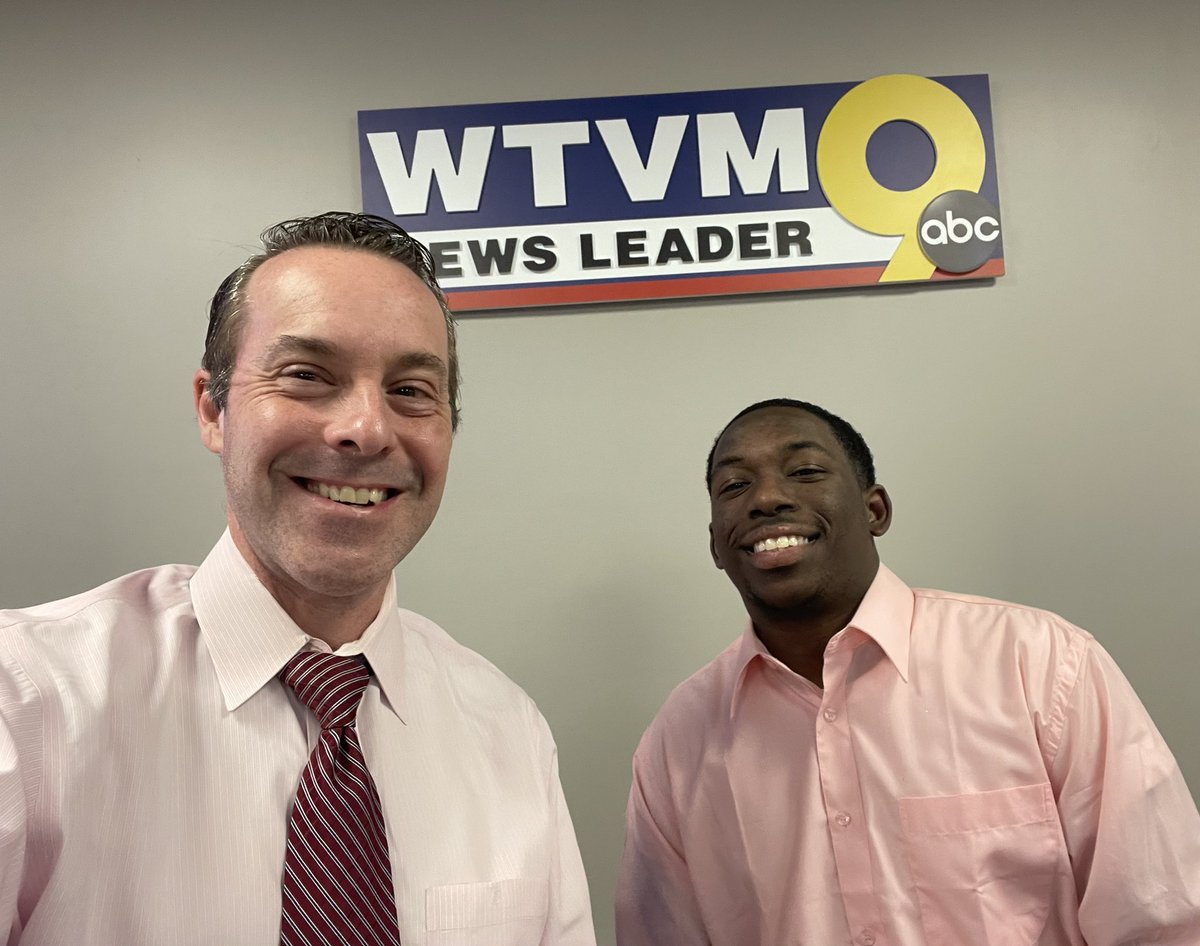 JasonDennisWTVM's tweet photo. Our new @WTVM reporter Dylan and I matching in PINK.
Give some love to the @TROYUnews  grad. Go right now and follow, like his @TheDylanSeymore page. https://t.co/jNpYvdON4q