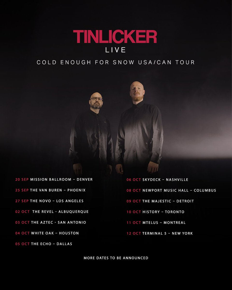 Tinlicker's emotional yet danceable highly anticipated third studio album 'Cold Enough For Snow' is out now via [PIAS] Électronique! Listen now to get ready for their North American headline tour, announced today. Presale starts Friday, February 23 at 9 AM PST / 12 PM EST. 💫