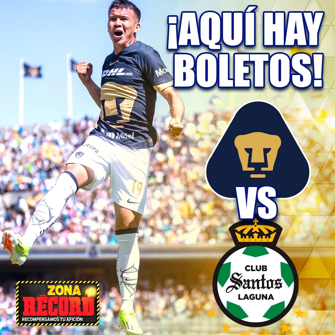 record_mexico's tweet photo. ¡BOLETOS!  🔥

@PumasMX nos trajo pases dobles para el juego contra Santos.

Para ganar: 

- RT a este tuit
- Sube foto apoyado a Pumas en CU
- Usa #ZonaRÉCORD 
- Los más originales ganarán https://t.co/0awwOUBodK