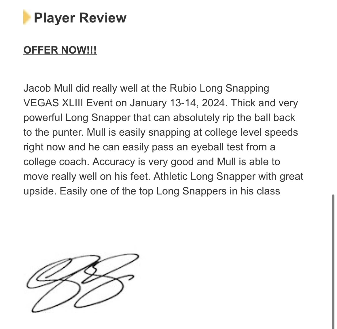 Jumped up in the ranks. Officially a Rubio 5⭐️ LS and ranked at 3rd in the nation for c/o 2025!!!

6’3 245lbs

.72 avg snap time

<a href="/TheChrisRubio/">Rubio Long Snapping®</a> <a href="/BrianHainesb/">Brian Haines</a> <a href="/CoachTurnerWest/">Coach Turner West</a> <a href="/CoachGoebbel/">Todd Goebbel</a> <a href="/froelich51/">Greg Froelich</a> <a href="/CoachKerwinBell/">Kerwin Bell</a> <a href="/coachdaoust/">Tim Daoust</a> <a href="/DraughnFB/">Draughn Football</a>
