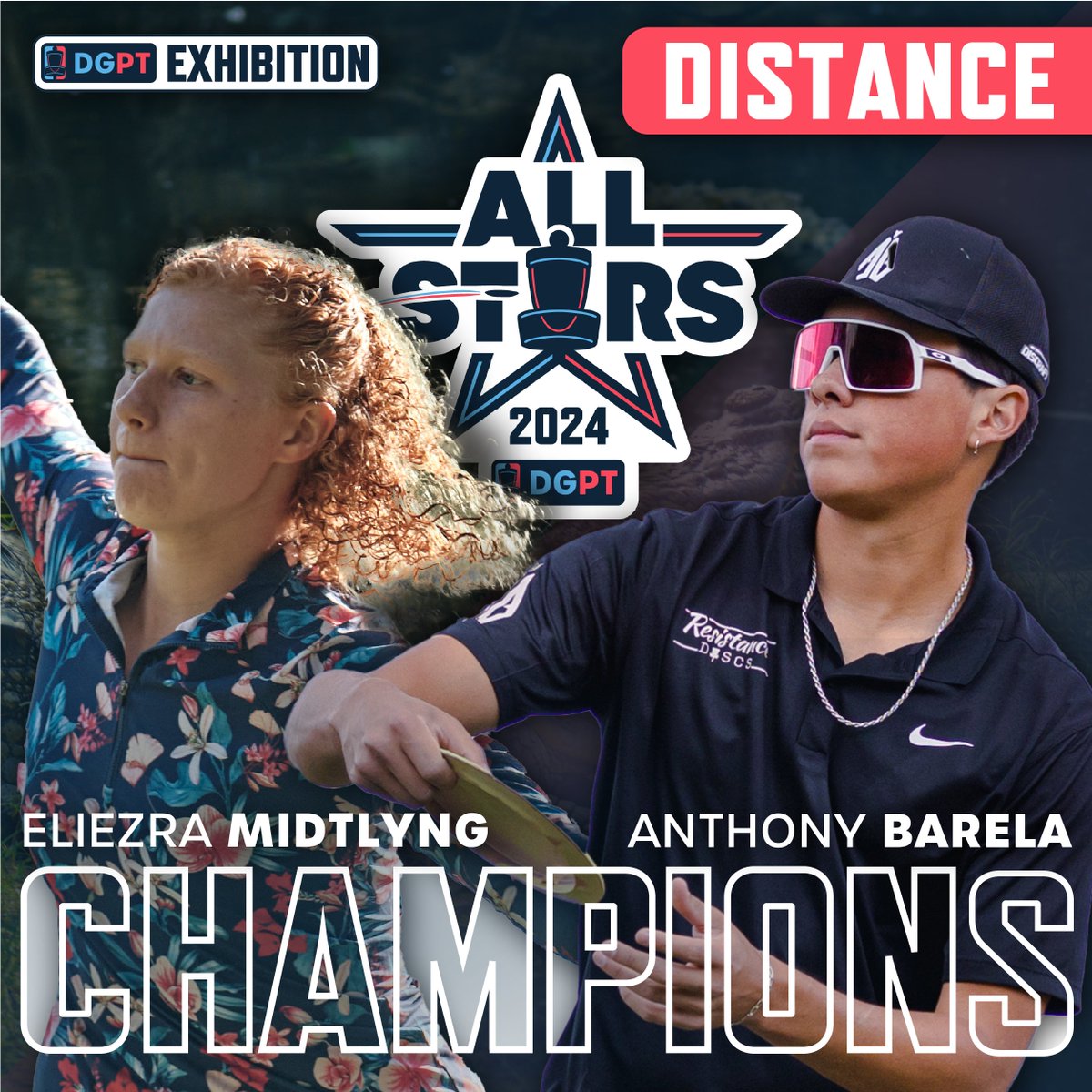 DiscGolfProTour's tweet photo. Big congratulations to our 6 Champions at the Skills Competition Day of the 2024 DGPT All-Star Weekend 🏆 https://t.co/elyjnilFN3