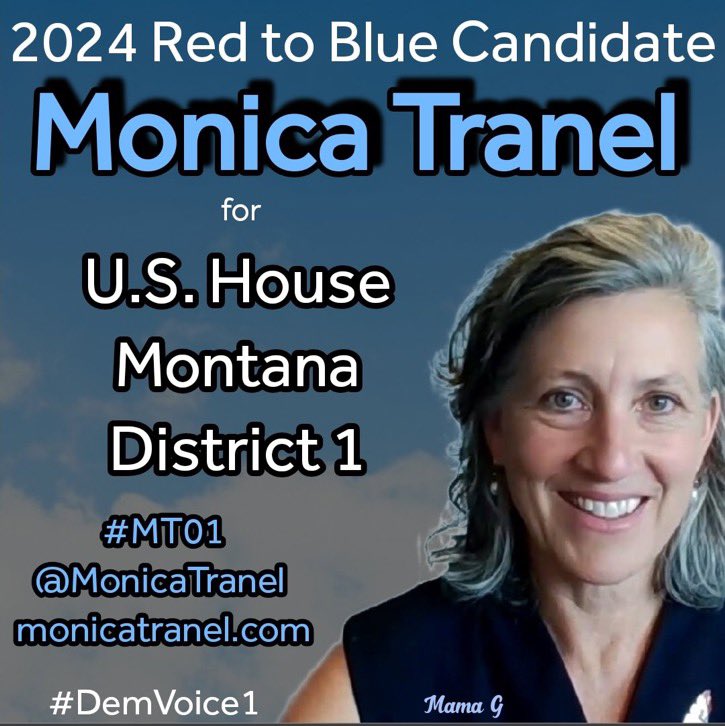 #DemVoice1 MONICA TRANEL is running for Congress in #MT01 to represent hardworking Montanans against giant corporations making record profits off you! 💥This is a flippable seat!! Ryan Zinke has done NOTHING to keep money in YOUR pocket Elect @MonicaTranel to stop the waste,…