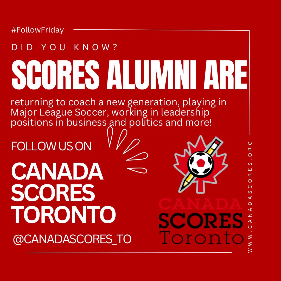 #FollowFriday is a great day to broaden your horizons & learn about the great work being done across the @AmericaSCORES network North America wide!

#DidYouKnow SCORES alumni are giving back to a new generation of Poet-Athletes in many ways?
#CanadaSCORES #CanadaSCORESTO