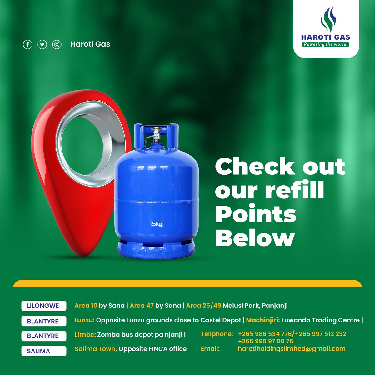 Haroti_gas's tweet photo. Check out our refill Points Below.

#blantyre #lilongwe #salima https://t.co/Rg27VxZV8X