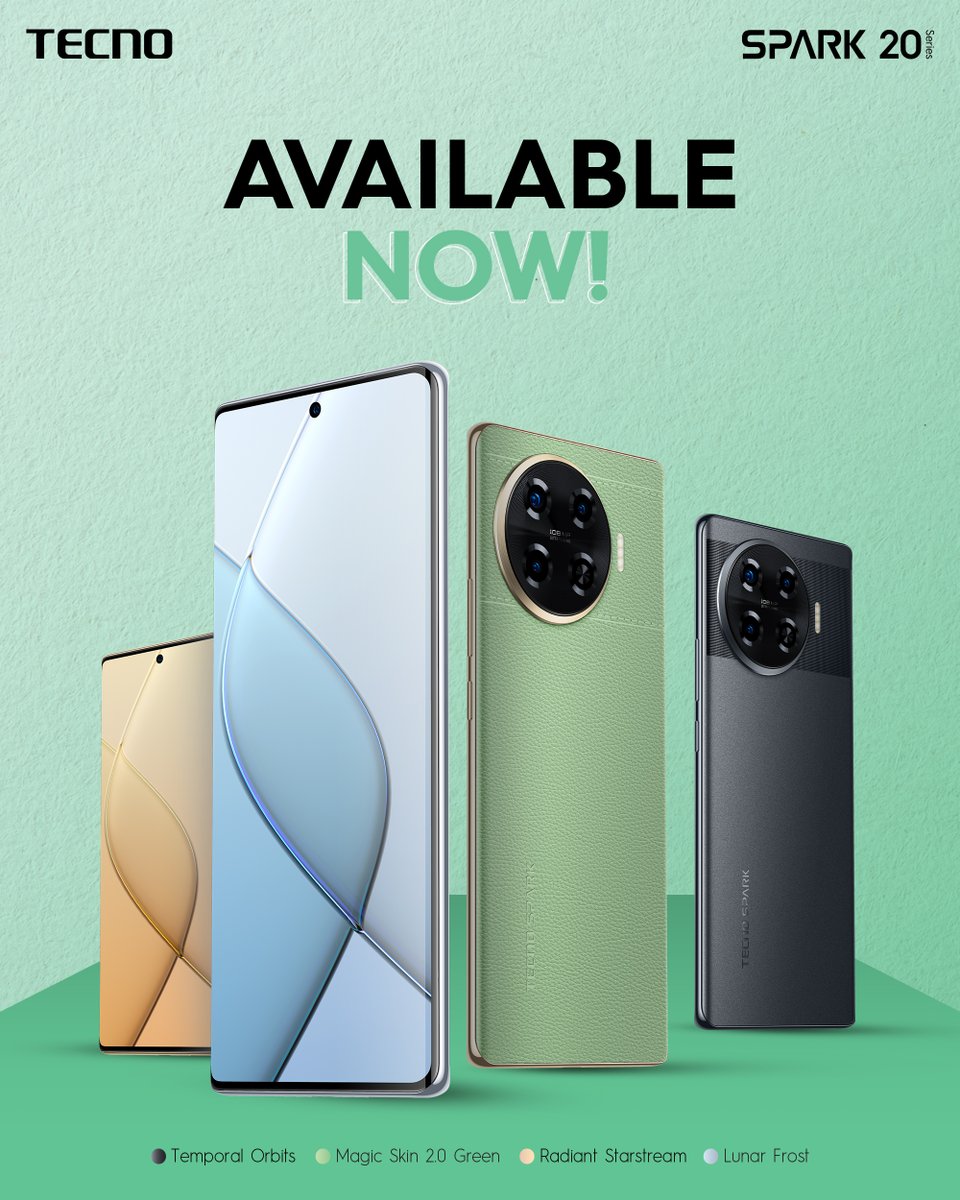 TecnoMobilePK's tweet photo. Ab match karo phone apne style and mood k sath - SPARK 20 Series available now in 4 different colours. ππ
#SPARK20Series #SparkBeyond #ReachForMore https://t.co/xB9RexFoby