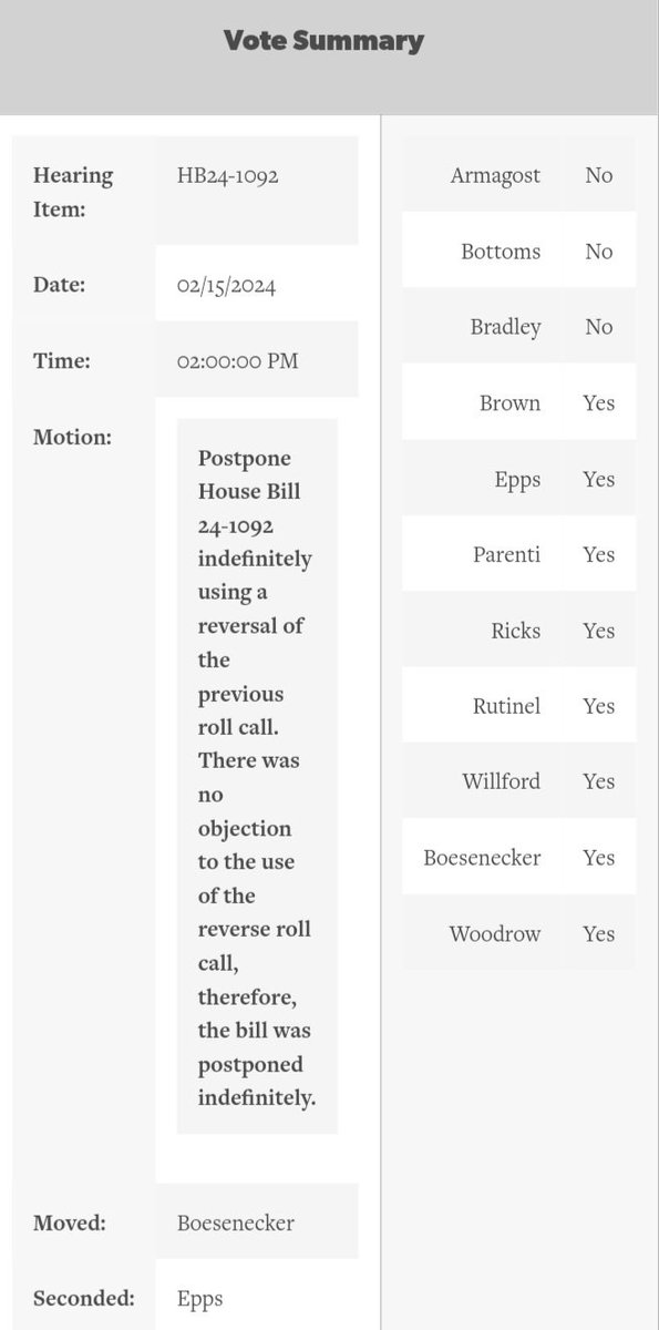 Curioushobit's tweet photo. @repscottbottoms @COHouseGOP Sadly, there were 30 people testifying in a favorable position vs. 3 against, and the dem reps STILL voted to postpone HB24-1092 indefinitely. These democrats don't listen to us. DEMAND the committee release the audio, what are they hiding?
https://t.co/WjtAw4Qv7Z
#checkharddrive https://t.co/R3agxjCvXW