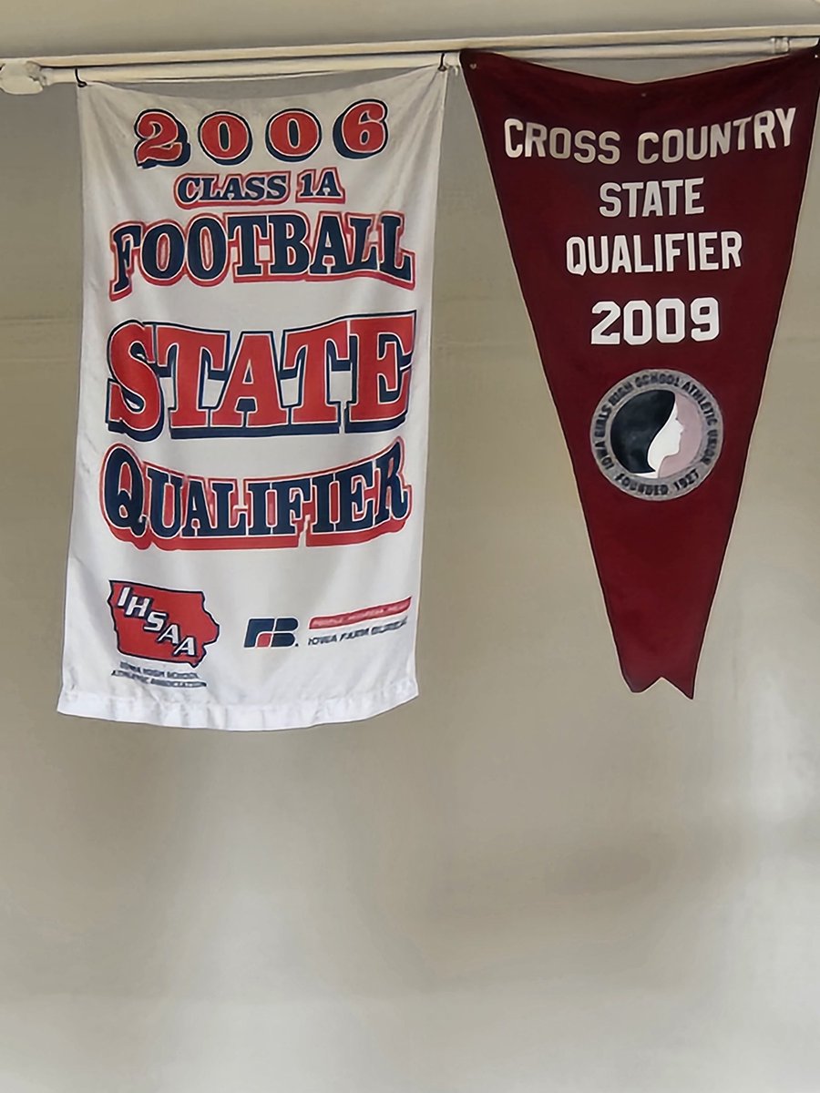 In Iowa high school sports the girls association state qualification banners are so much better than the boys side
