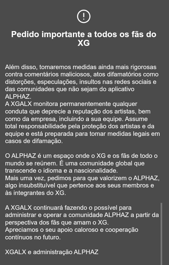 🚨 URGENTE: XGALX, empresa do XG, faz pronunciamento após comentários maliciosos contra o grupo no aplicativo ALPHAZ Club.

<a href="/XGOfficial_/">XG OFFICIAL</a> #XG
