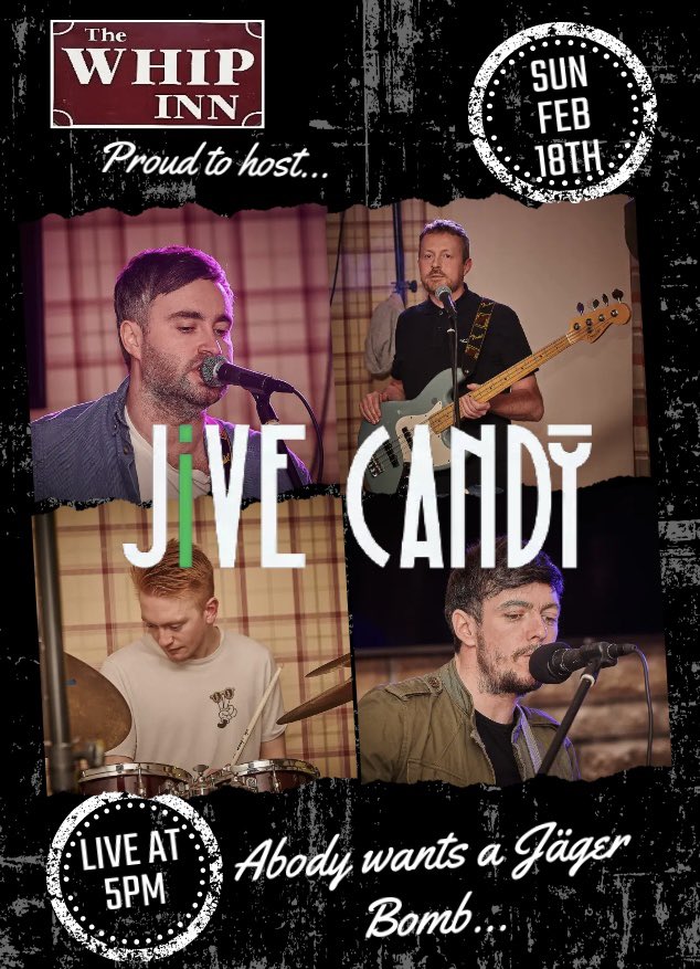 Tomorrow. Sunday. 18th Feb. 5pm. Jiviest of all the Candys. Best gig in the toon. See your beautiful faces soon.