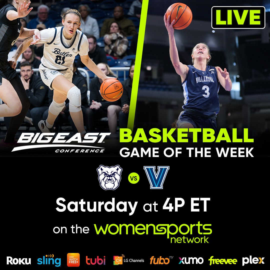 It’s game time! Tune in to the Women’s Sports Network this Saturday at 4p ET for another @BigEast Game of the Week! Tip-off is just moments away.. don’t miss the action as @butleruwbb faces off against @novawbb