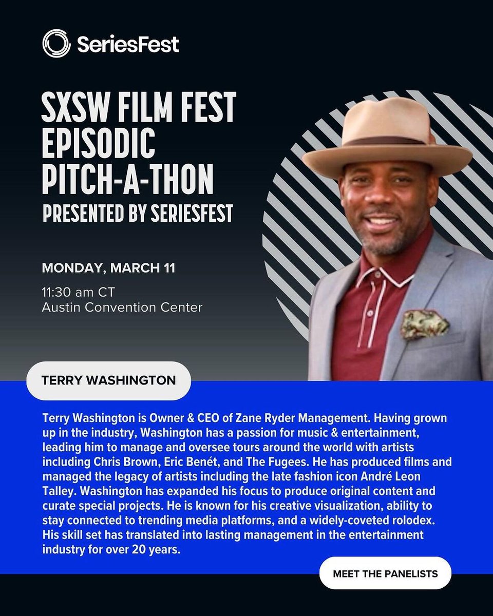TMwashington's tweet photo. @SeriesFest We’re excited to return to SXSW for our annual Pitch-A-Thon! 
Mark your calendar for Monday, March 11 at 11:30 AM CT to witness creative teams sharing their latest pitch with our esteemed panelist.
See you in Austin!

#sxsw  #screenwriting #screenwriter https://t.co/STts8JI2Qn