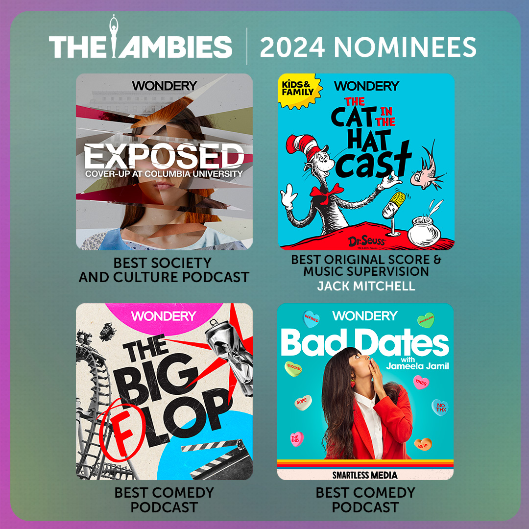 Congratulations to these Wondery podcasts on their 2024 Ambies nominations from @podcastacademy. 🎉 Be sure to give these nominated podcasts a listen! 🎧