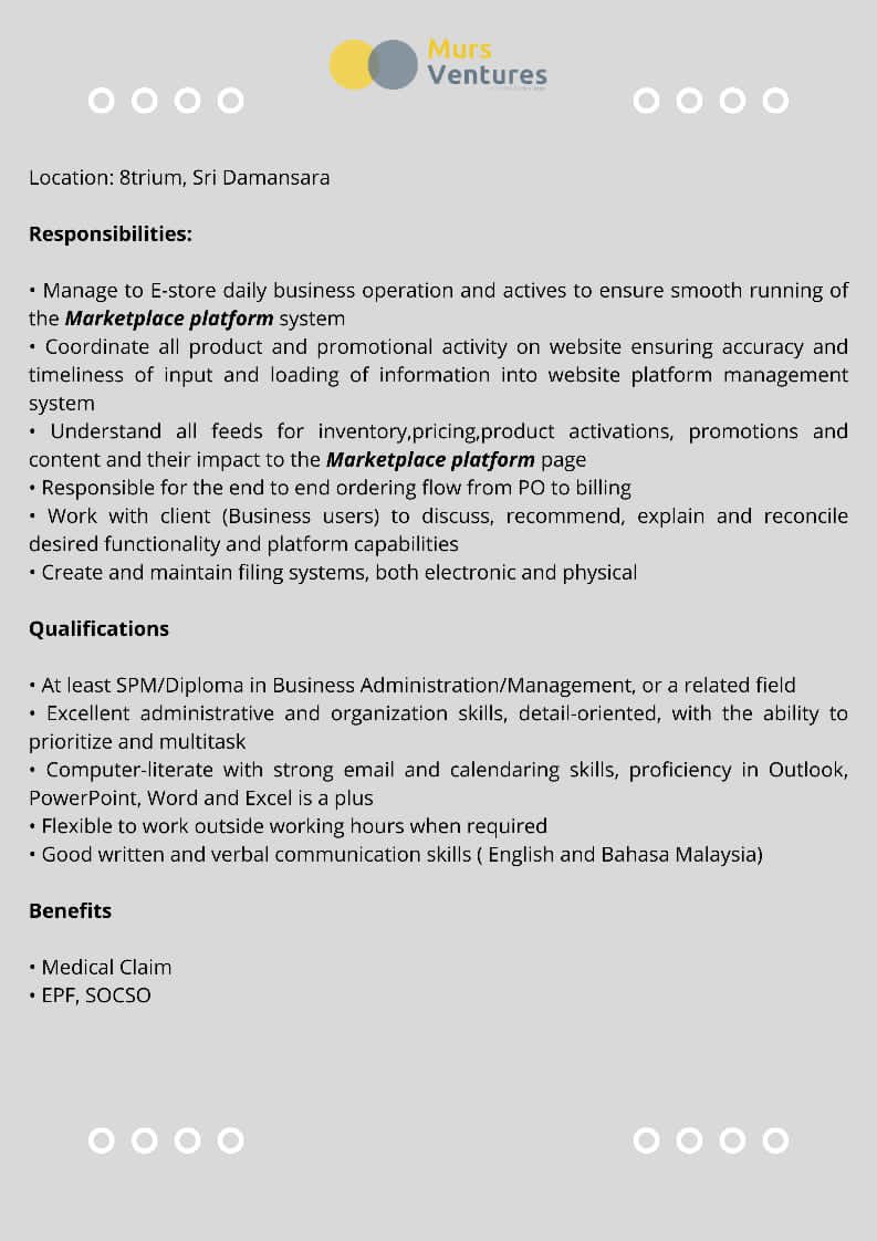 Ras (@redzuanras) on Twitter photo KERJA KOSONG! ๐จ๐จ๐จ
Administrative Assistant
Based: 8trium, Bandar Sri Damansara.
Mohon RT.
<a href="/twtkerjakosongg/">Twt Kerja Kosong MY๐ฒ๐พโค๏ธ๐ต๐ธ</a> <a href="/Oh_KerjaKosong/">Oh Kerja Kosong</a> @Peluang_KerjaMY KERJA KOSONG! ๐จ๐จ๐จ
Administrative Assistant
Based: 8trium, Bandar Sri Damansara.
Mohon RT.
<a href="/twtkerjakosongg/">Twt Kerja Kosong MY๐ฒ๐พโค๏ธ๐ต๐ธ</a> <a href="/Oh_KerjaKosong/">Oh Kerja Kosong</a> @Peluang_KerjaMY