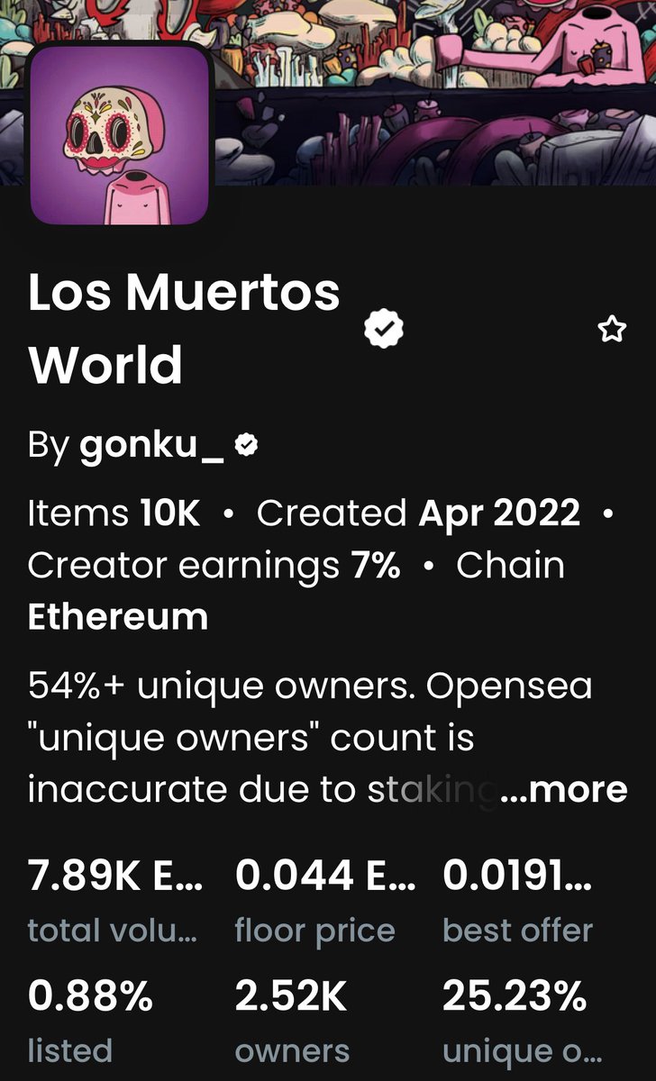 🚨 Watch out, on this !📈just surged from .02 to .04 after a minor 🧹. With just 20 more sales, FP could skyrocket to .08! 🚀 Is this the signal of a major comeback for <a href="/los_muertosNFT/">Los Muertos</a> full disclaimer i am a holder!
