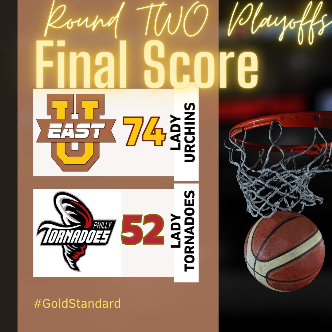 EastUnionAC's tweet photo. And with that, the Lady Urchins are on to round three of the playoffs. Congratulations on a fantastic win. #LadyUrchinBasketball #Playoffs #OnToRound3 #GoldStandard https://t.co/z53rMcHYlN