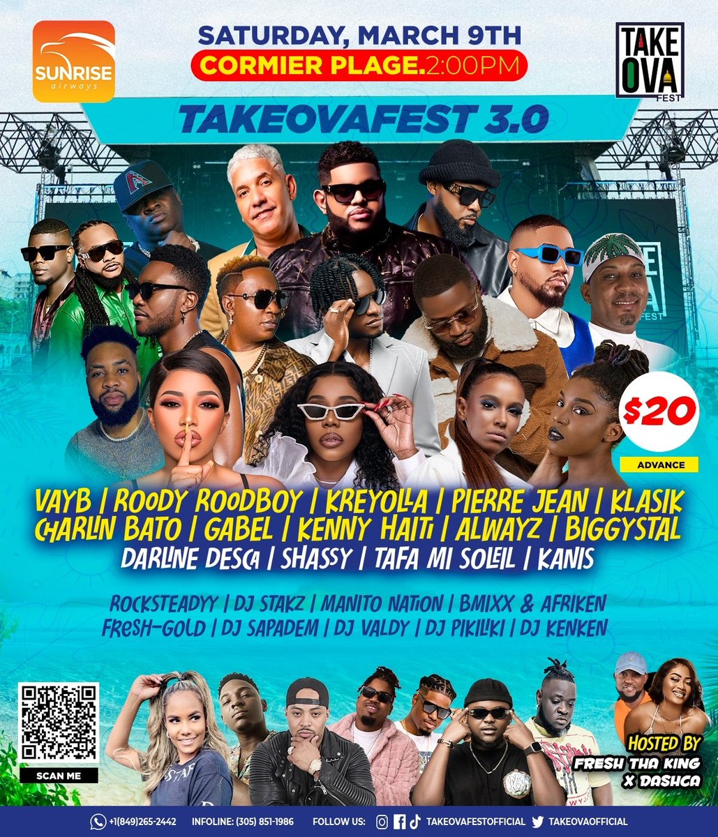 Takeovaofficial's tweet photo. ‼️EMBRACE THE 3.0 TAKEOVA! 🌟 Get ready for an UNFORGETTABLE festival experience in Cap-Haitian! Join us at 📍CORMIER PLAGE on Saturday, March 9th, as we unleash a tidal wave of music, art, and pure EXCITEMENT! Let the FESTIVITIES begin! 🎶🎉🔥💥
#TOF #TOFamily #TakeOvaExperience https://t.co/Yh02L5VXCQ