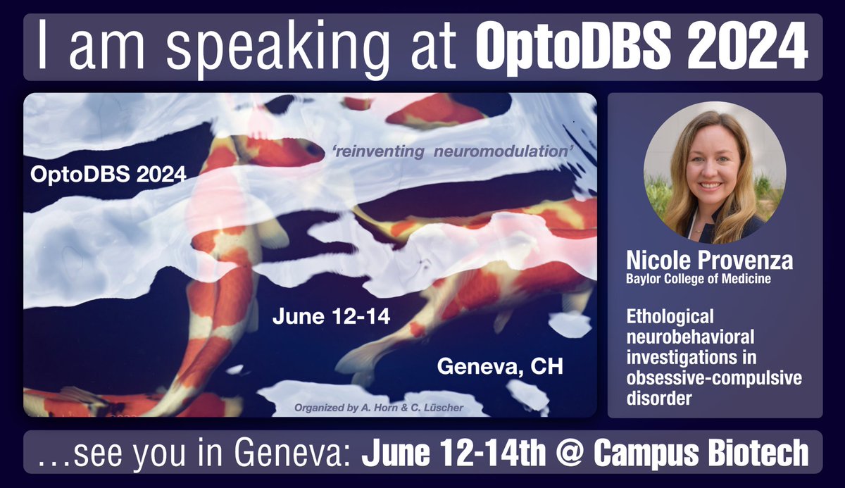 Join us at OptoDBS.ch in Geneva, June 12-14 to discuss cutting edge research at the intersection of optogenetics and DBS! I'll be speaking about our ambulatory on-device DBS recordings in OCD💥 @andreashorn_ @HelenMaybergMD @drpouratian @valvoon @LUSCHERC