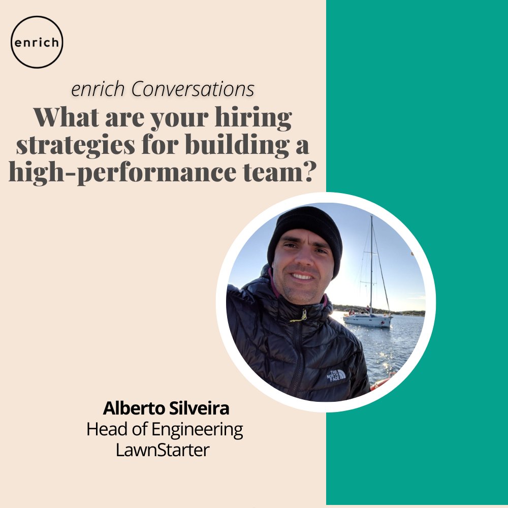 What are your hiring strategies for building a high-performance team? Join Alberto Silveira (@asilveir81), Head of Engineering at @LawnStarter on March 1st at 10am PT RSVP at lu.ma/85289c60 #peerlearning #hiringstrategies #leaders #teambuilding #teams