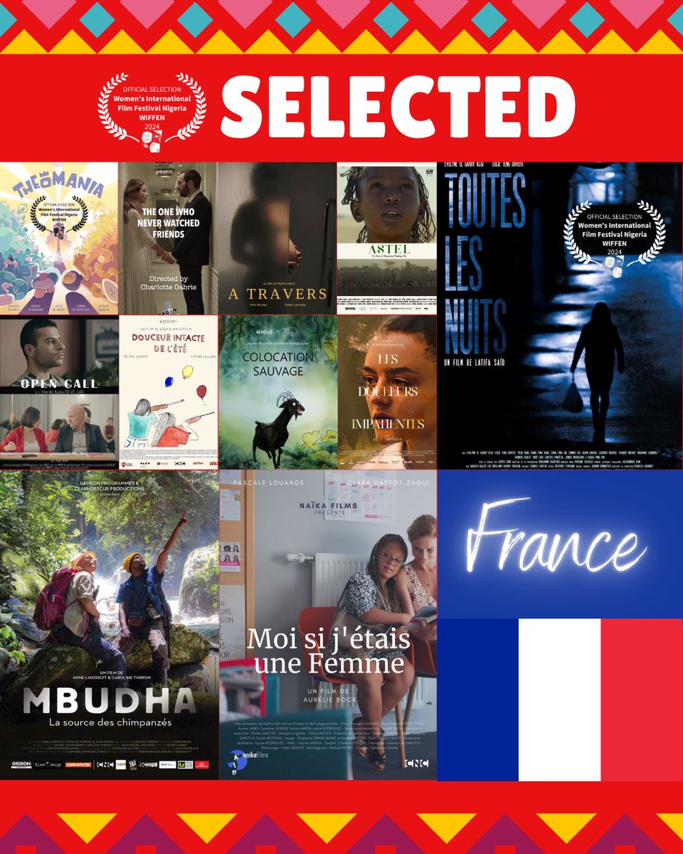 Congratulations France! WIFFEN has selected these awesome films from FRANCE for the eclectic film festival in March 2024. Tell us if you can see your film in the line up. <a href="/FranceInNigeria/">Ambassade de France au Nigéria</a>  <a href="/InstitutFrNga/">Institut français du Nigéria</a> #celebratingwomenculturefilm #wiffen24 #womeninfilm #filmfestival #WIFFEN