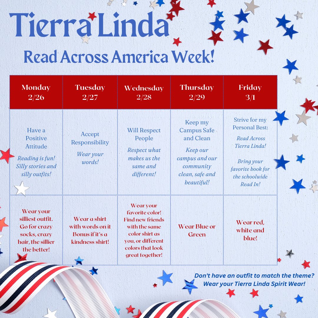 Presidents Week 2/19-2/23 — Read Across America begins when we return 2/26!