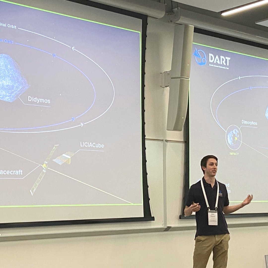 CUEngineering's tweet image. Announcing the latest achievement in an already cosmic career! @CUBoulder&apos;s own Alex Meyer, an astrodynamics expert, engineer and PhD student in #AerospaceEngineering, now boasts an asteroid named in his honor: (33974) Alexmeyer. ☄️  More: bit.ly/48fQcYM #CUEngineering