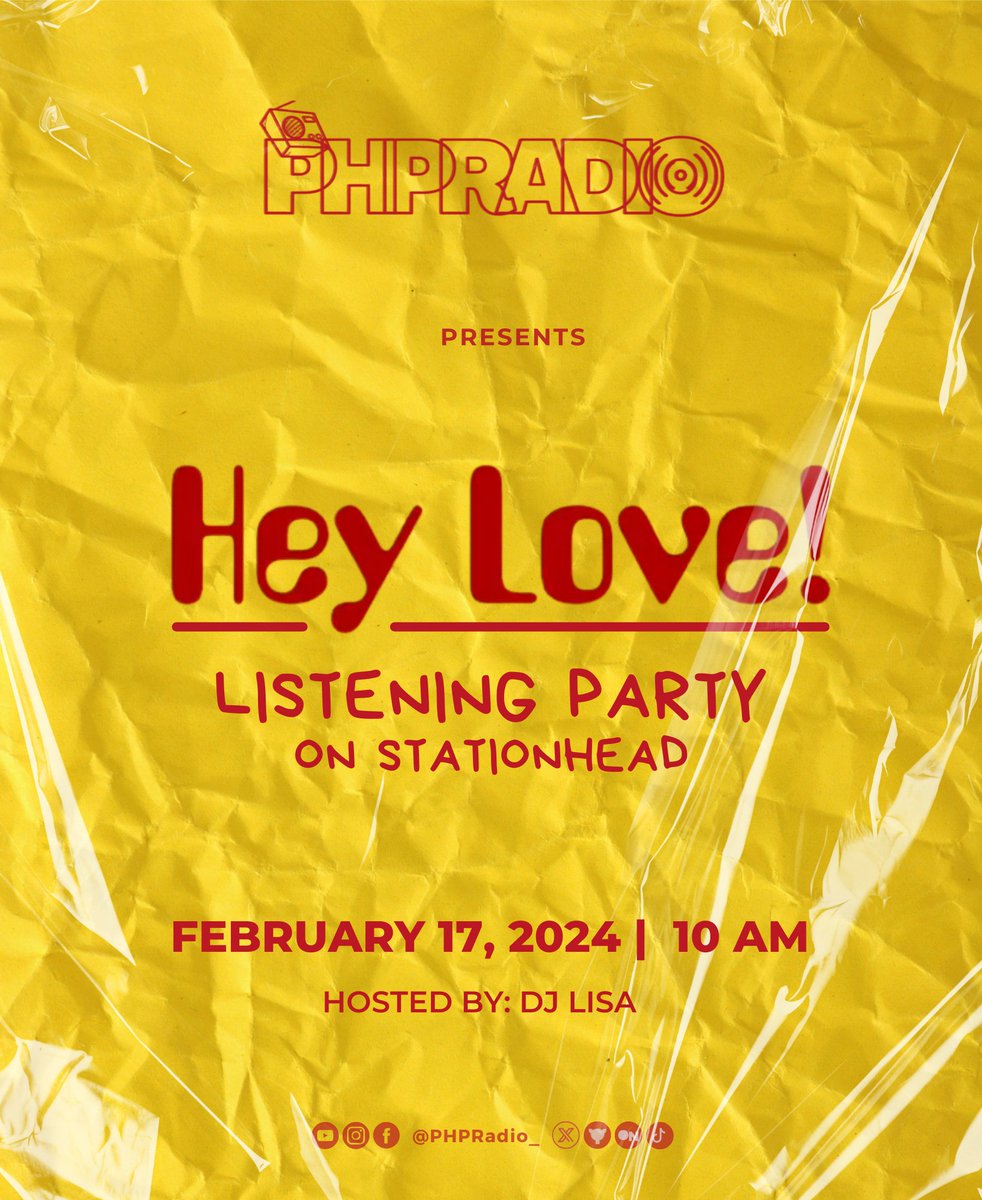 [🔊 Hey Love! Listening Party 🔊]

Join us on Stationhead as we stream <a href="/PressHitPlay/">Press Hit Play Official</a>'s latest single, 'Hey Love!' 🎶

🔗 stationhead.live/phpradio
🎧  DJ Lisa
 
#PHPHeyLove
#Press_Hit_Play