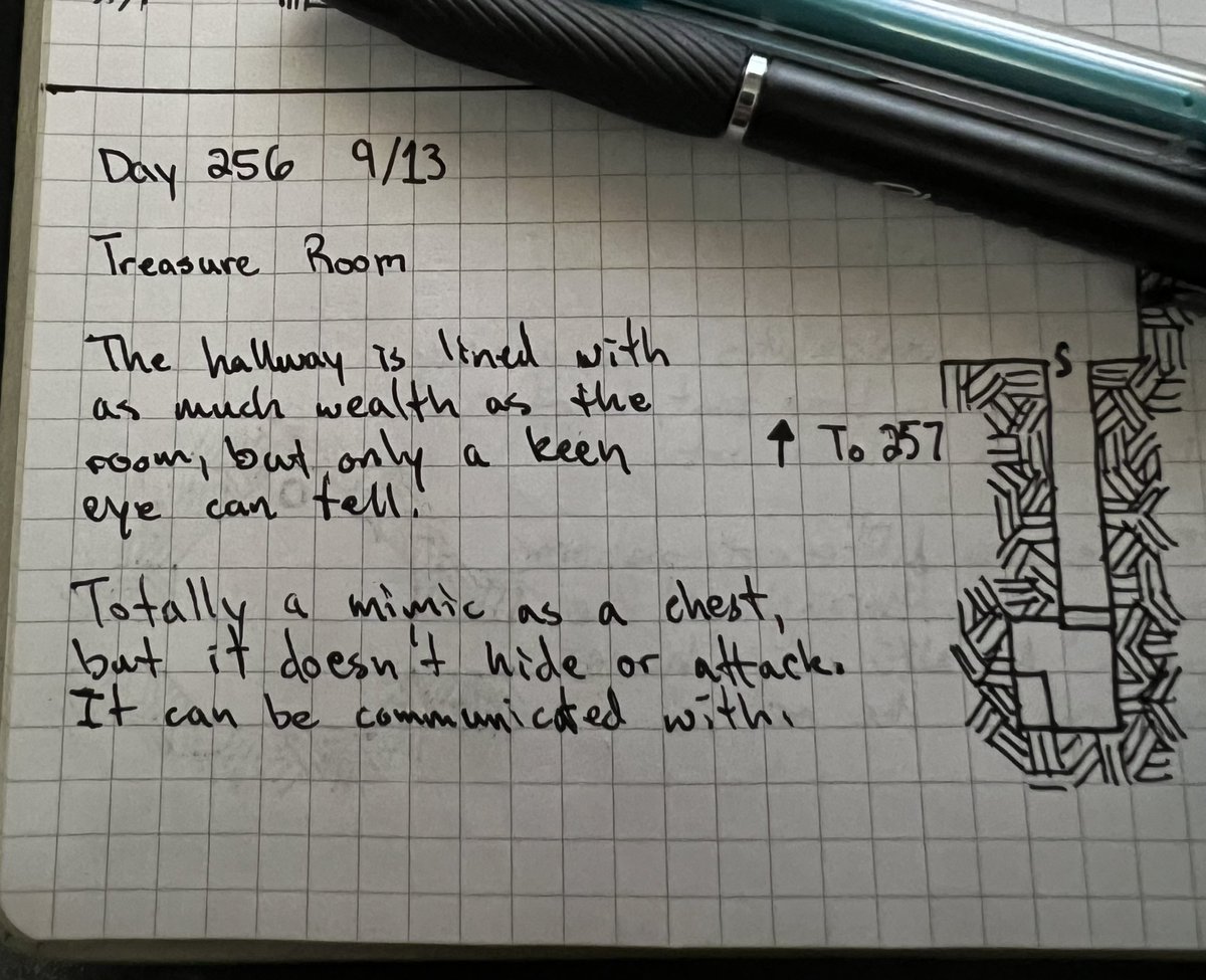Joatmoniac's tweet image. #Dungeon23 I’m back on that nonsense! Had to see where I left off on the posts and here we are. Hope it inspires someone to keep making more awesome things and putting them out into the world! A smart mimic sounds fun, right? #Day256 #dnd #trrpg