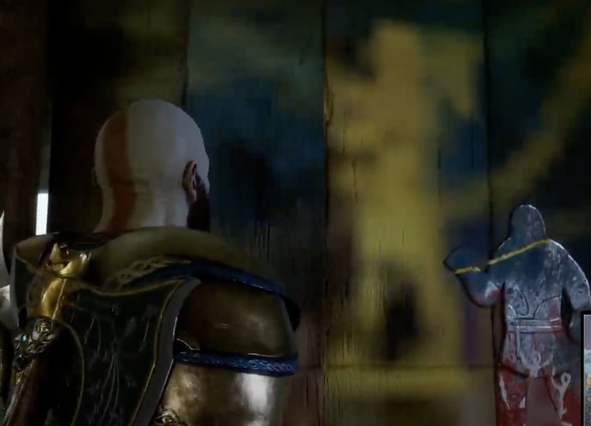 playbeatdelete's tweet image. I rolled credits on GoW Ragnarok today, now comes the grind for platinum; HOWEVER, I had a bug in the final cutscene where the image in the shrine was a yellow blobby thing. I looked it up online and saw the final image and now I'm like wtf, why was it buggy for me?