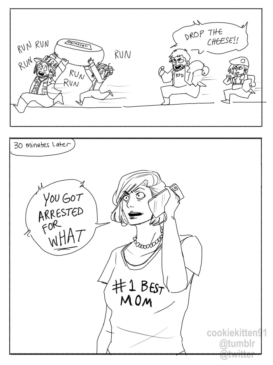 cookiekitten91's tweet photo. RE8 human au, featuring Donna and Moreau getting arrested for stealing cheese.
Also, Alcina goes to the jail but she only bails Donna out.
#ResidentEvilVillage https://t.co/BqcH2179Qc