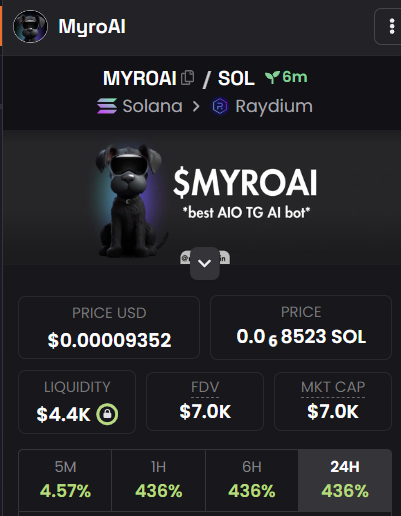myroaicoin's tweet photo. Dexscreener updated

#MYROAI $MYROAI https://t.co/m49BAcSINb