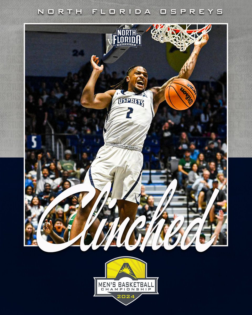 ASUNSports's tweet photo. 🏀🚨𝐂𝐋𝐈𝐍𝐂𝐇𝐄𝐃 🚨🏀

@ospreymbb has secured a spot in the #ASUNMBB Championship with tonight's W ‼️‼️‼️‼️‼️

🔗 | https://t.co/UDeYkNJBgF

#ASUNBuilt | #BirdsOfTrey https://t.co/RphCDz9xLo