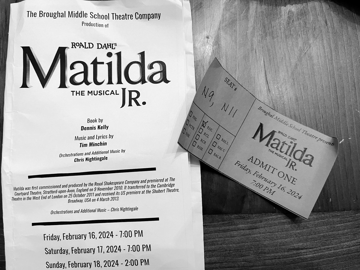 Congratulations @BASDBroughalMS Theater Company on your terrific opening night of Matilda Jr. and on your record breaking attendance! Still time to come out this weekend to see this stellar show!