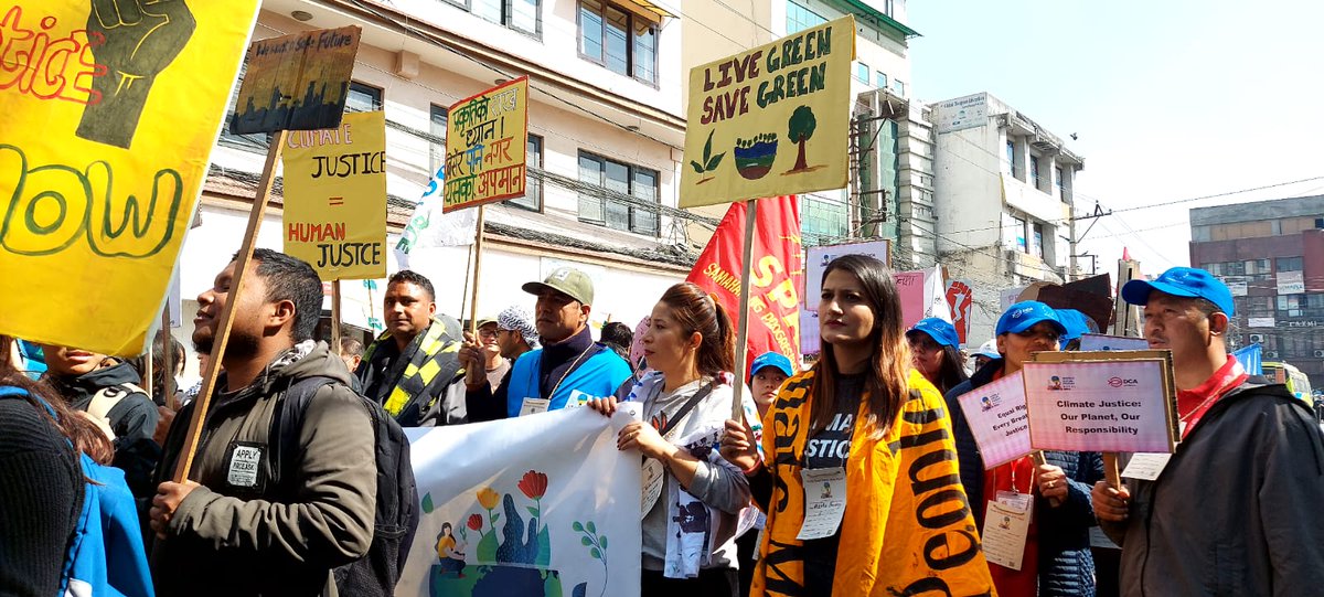 DCA_Nepal's tweet photo. @DCA envisions a world free from hunger, poverty, and oppression. The organization marched in solidarity with other CSOs to support the World Social Forum's objectives. #DCANepal #ClimateJustice #SolidarityMarch #TransformativeAction #ClimateActivism https://t.co/vxxOdNbOaO