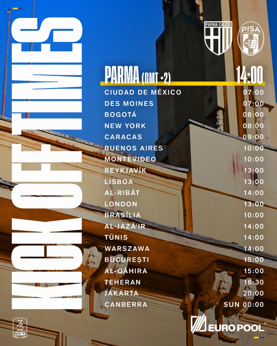14:00 CET Kick-off in Parma
Gialloblu fans, comment your country below!
💛💙🌍
