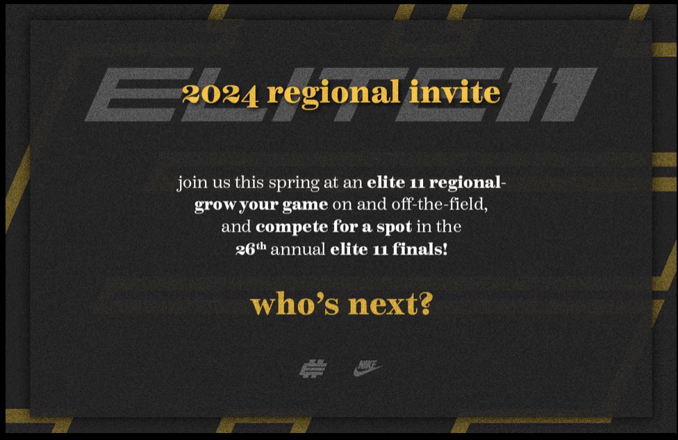 Thank you <a href="/Stumpf_Brian/">Brian Stumpf</a> for the invite to the 2024 <a href="/Elite11/">Elite11</a> Regional. Looking forward to competing with the best in Texas.