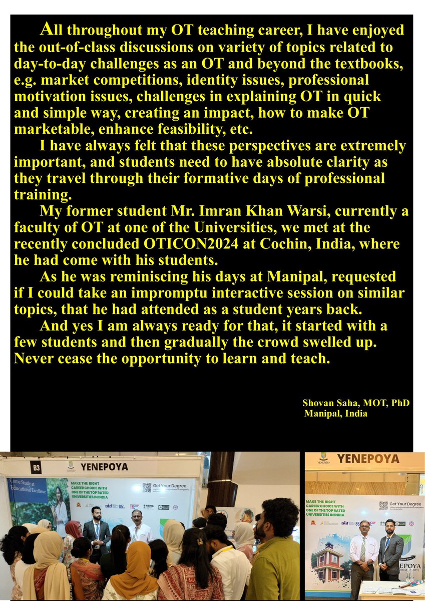 Never cease the opportunity to learn and teach.