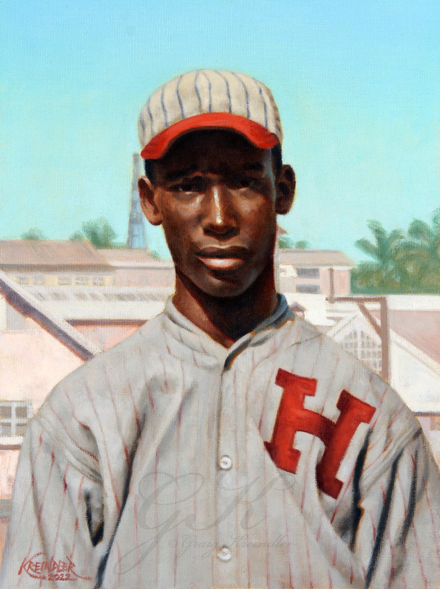 Hall of Famer Johnny Mize claimed that Martín Dihigo “was the only guy I ever saw, who could play all nine positions, manage, run and switch-hit.” Here’s my painting of him with Habana in early 1923.