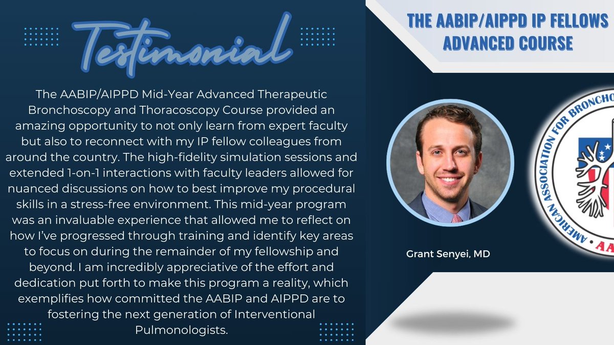 AABIP/AIPPD IP Fellows Advanced Course represents a unique opportunity for fellows to elevate their expertise, expand their skill set, and connect with peers and mentors in the field of Interventional Pulmonology