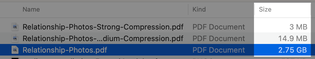 Wild that PDF Squeezer by <a href="/witt_software/">Daniel Witt 🇺🇦</a> can take a 2.75GB export from Apple Photos and medium/strong compression can reduce it does over 99% to 14.9MB/3MB respectively. 

#buildinpublic