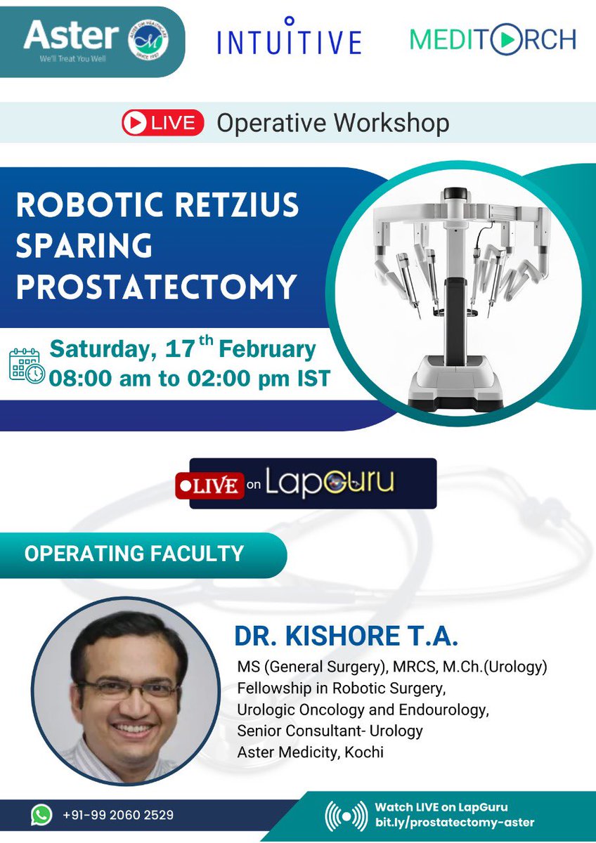 DrDeepakJK's tweet photo. Chairing LapGuru Live session on Retzius Sparing Robotic Assisted Radical Prostatectomy.

Operating Surgeon Dr Kishore TA sir.
Interested people plz join through the link below.

 https://t.co/URp0hDmptM https://t.co/LUG1VVoQmW