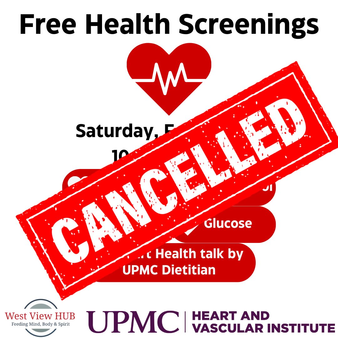 The Free Health Screenings scheduled for January 17 have been cancelled due to low enrollment. We apologize for any inconvenience.
