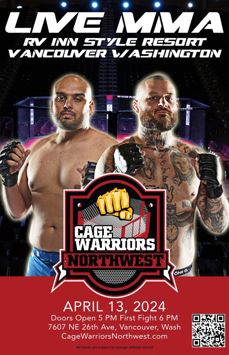 Here we go I am promoting our 3rd show here in Vancouver Wa, join us 4/13/24 follow link for tickets tickets.northwestfightpromotions.com/tickets