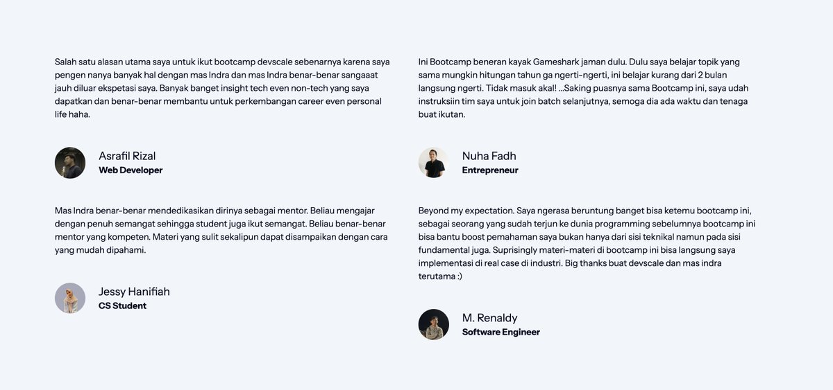 indrazulfi's tweet image. Hello Folks! 👋
I am proudly announce,
Fullstack Javascript Bootcamp udah dibuka lagi.
Ini program 8 minggu belajar Web Development pakai Javascript. Mulai dari dasar HTML, Nextjs, Frontend, Backend, Database, Deployments. Temen-temen akan banyak belajar hal-hal fundamental.…