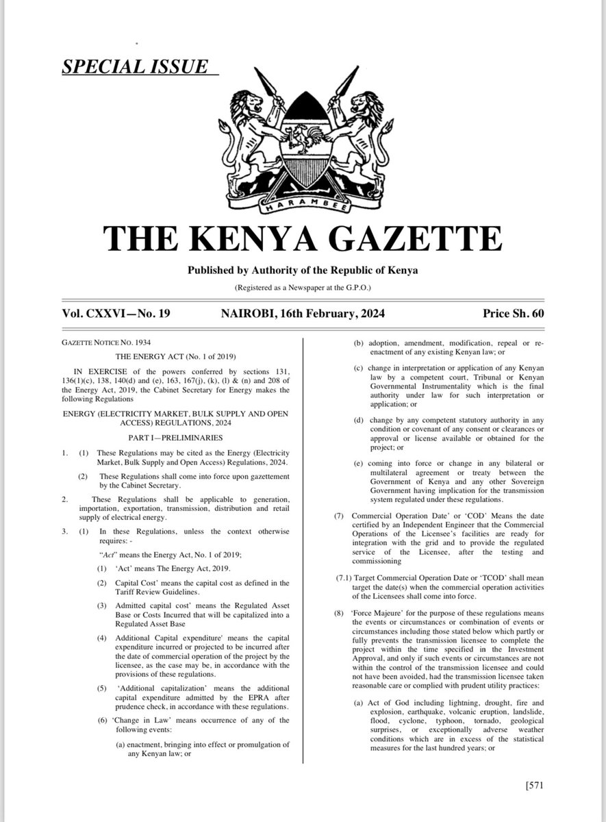 MativoMJohn's tweet image. The Electricity Market, Bulk Supply and Open Access Regulations, 2024 will open up new opportunities on how the electricity is managed in Kenya - bringing new levels of efficiency and competition. 

Get a chance to download and study this recent document #Electricty