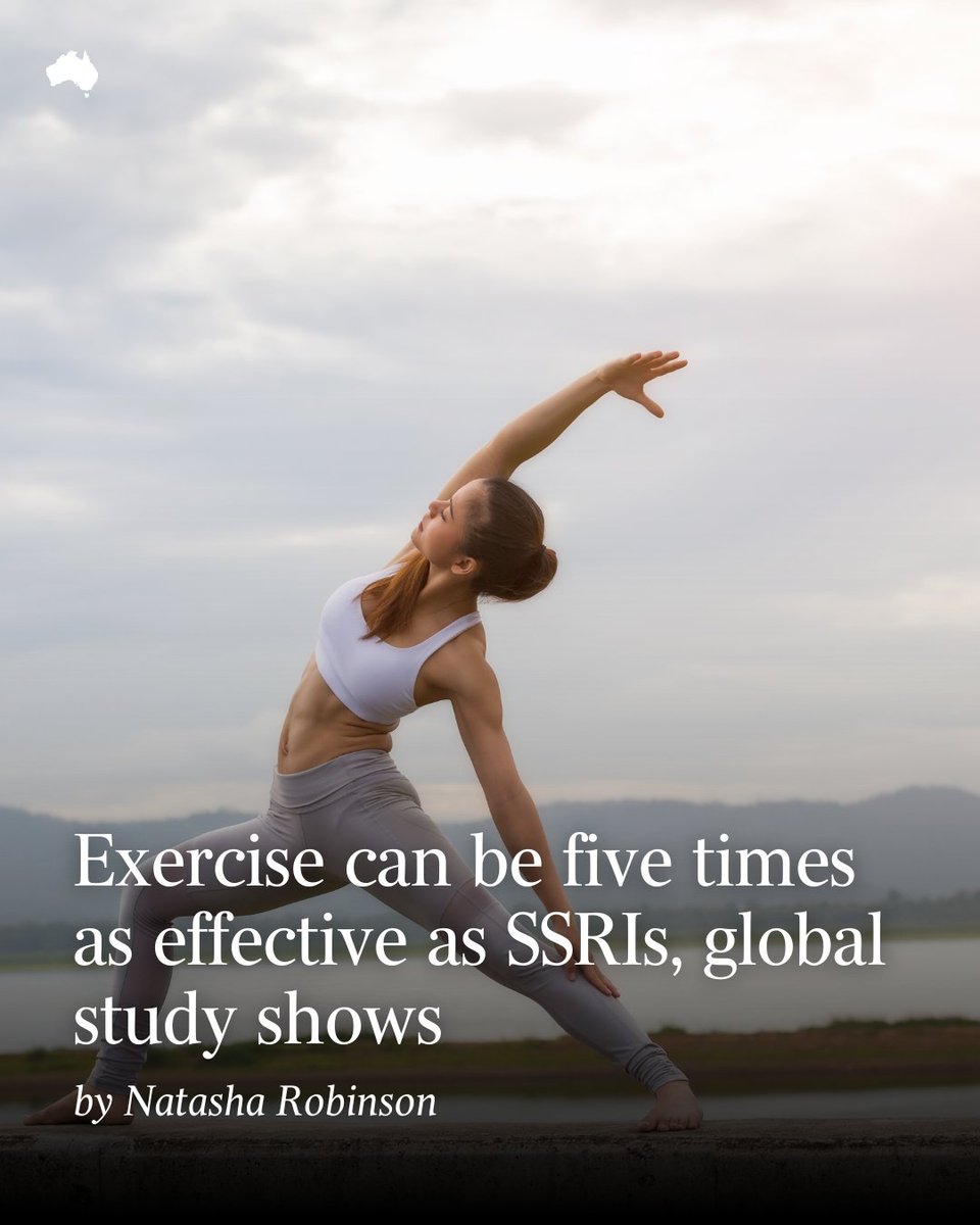 The world’s most comprehensive study of exercise and depression has found physical activity has about double the effect of antidepressants on improving low mood in the short term: bit.ly/48jPgCP