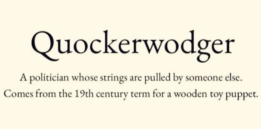 Well, I just learned a new word. Please pass it on.

Quockerwodger