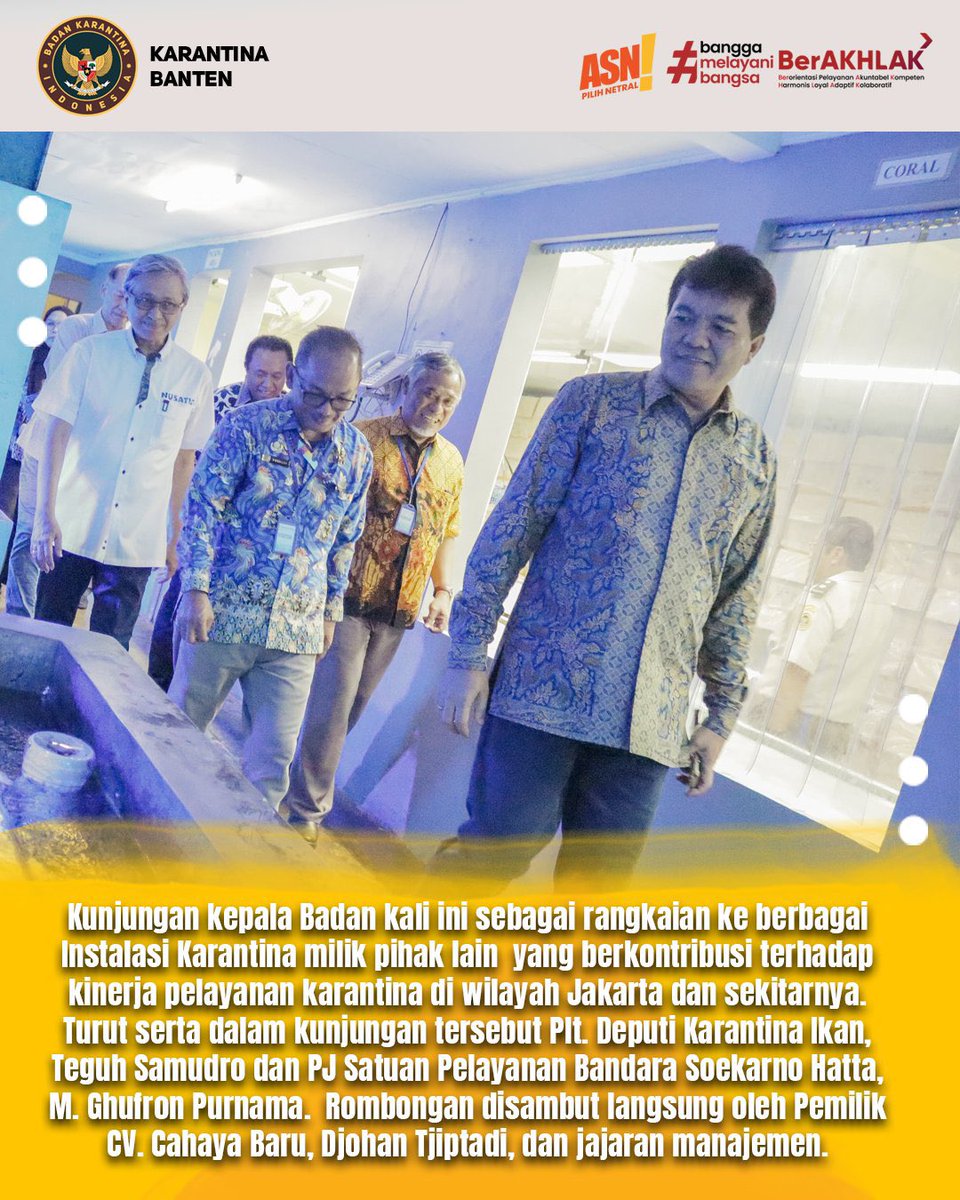 KarantinaSHT's tweet photo. Kepala Karantina Banten Dampingi Kunker Kepala Badan Karantina Indonesia.

#Laporkarantina🐈‍⬛🐠🍎 https://t.co/shDzECQK41