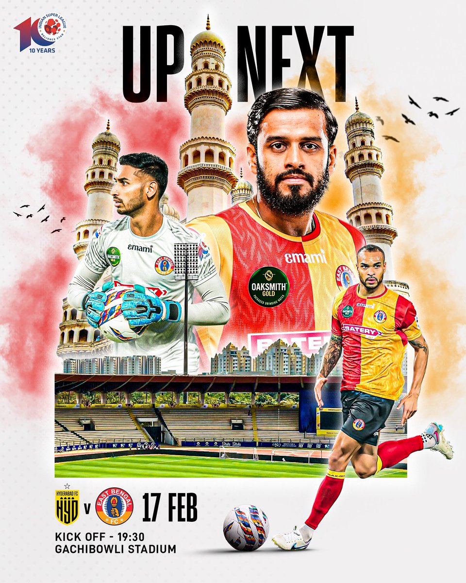 The Nizams are 🆙 next!💥

⏰ 7.30 PM tonight 
🏟 Gachibowli Stadium, Hyderabad
@eastbengal_fc

#HFCEBFC #JoyEastBengal #EastBengalFC #ISL10 #LetsFootball